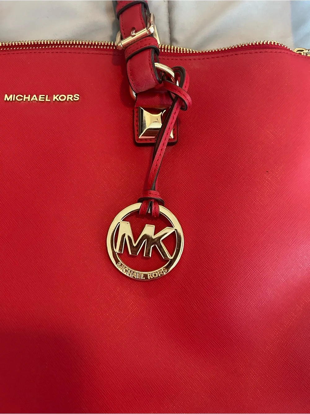 Michael Kors Red Tote with Gold Hardware